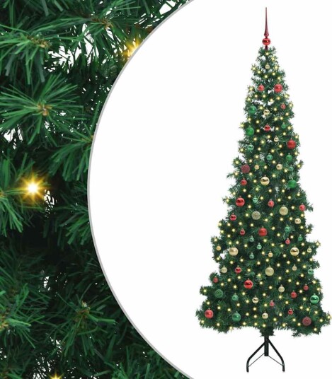 Hjørne Kunstig Jul Tre med 300 LED grønn 210 cm PVC og metall