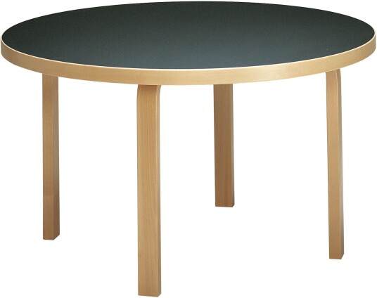 Artek - Aalto Bord 91 Svart Linoleum Klarlackad Spisebord Alvar Tre/plast