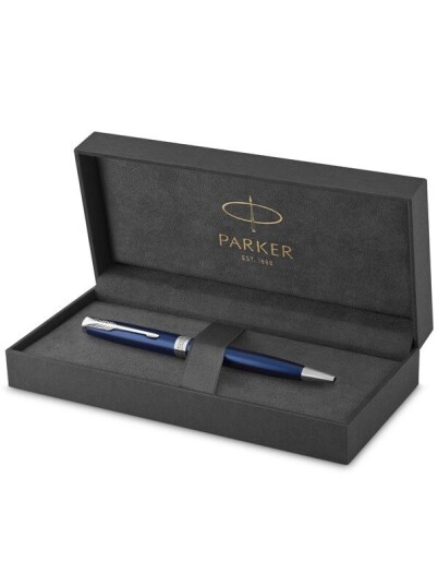 Parker Sonnet Ballpoint Pen  Blå Lacquer with Palladium Trim  Medium Point Svart Ink  Gift Box