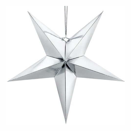 PartyDeco Stjerne av Papp Sølv Metallic - 70 cm