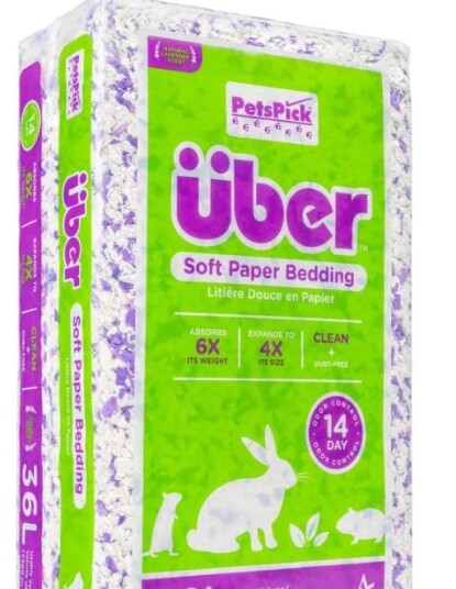 Über Soft Paper Bedding For Small Animals White Purple With Lavender 56 Ltr (45053)