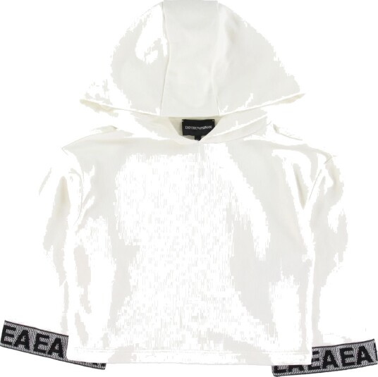 Emporio Armani Hettegenser Crop Hvit m. Paljetter Emporio Armani 6 år 116 Hettegenser