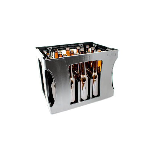 Plastkasse inkludert 20 stk flasker 0,5 liter brune longneck