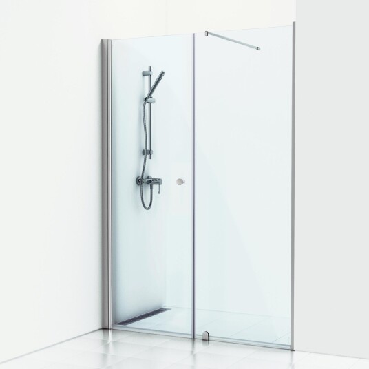 Svedbergs Skoga Dusjnisje Rett Kombi (Vegg+dør) Krom / 140cm Klart Glass