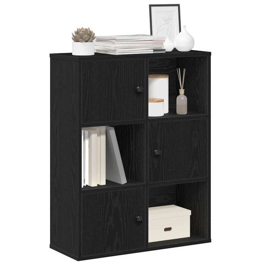 Bokhylle svart eik 60x24x76,5 cm konstruert tre