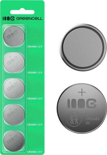 Green Cell Blister 5X Litiumbatteri CR2450 3v 600mah Knappecellebatteri