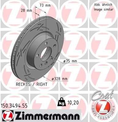 Bremseskive ZIMMERMANN 150.3494.55 Bremseskive ZIMMERMANN 150.3494.55