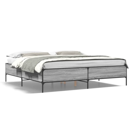  Sengeramme grå sonoma 200x200 cm konstruert tre og metall 8721102609701