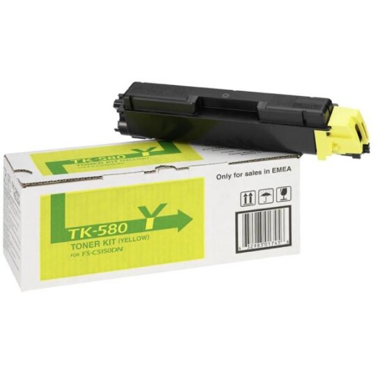 Kyocera TK-580 Y lasertoner - 1T02KTANL0 Original - Gul 2800 sider Kyocera TK-580 Y lasertoner - 1T02KTANL0 Original - Gul 2800 sider