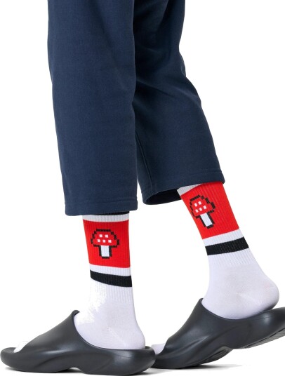 Happy Socks Mushroom Stripe Sneaker Sock White 36 40