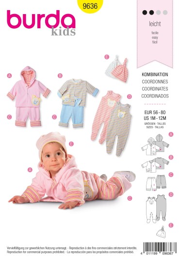 Burda 9636 -  Klessett EUR: 56-80, US: 1m-12m