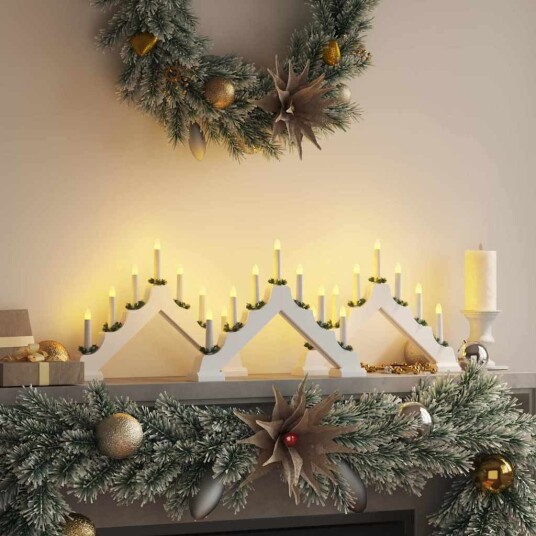 vidaXL Juledlysbro 3 stk. 7 LED-lys Varmhvit 39,5 x 5 x 29 cm