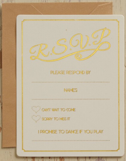 10 stk Kremhvite RSVP Kort Glitter Celebration