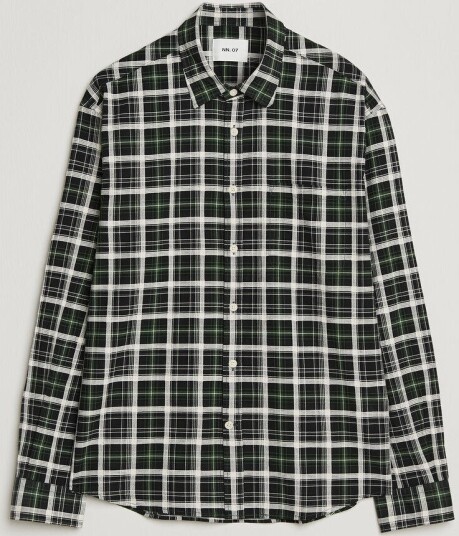 NN07 Deon Cotton Checked Shirt Fern Green