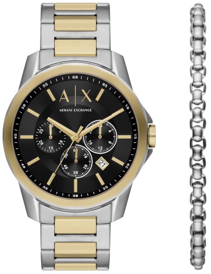 Armani Exchange Herreklokke AX7148SET Banks Sort/Gulltonet stål Ø44