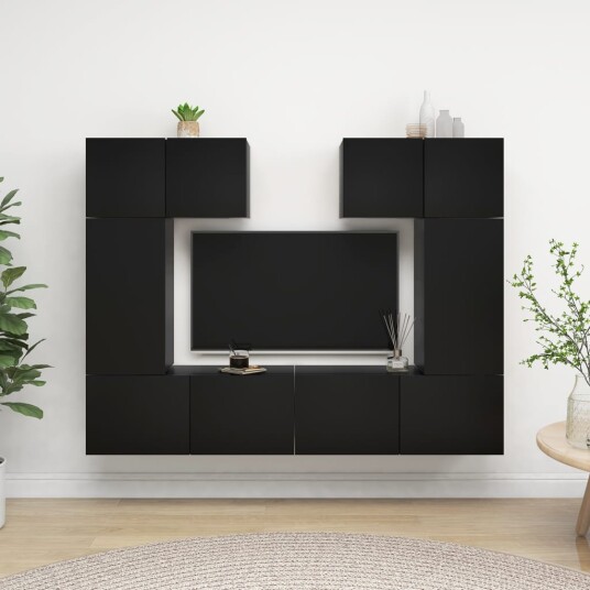 vidaXL TV-benksett 6 deler svart sponplate