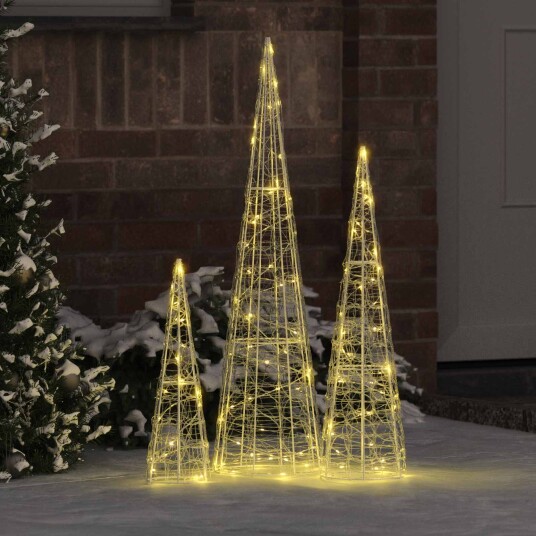 Juletre med 90 LED 3 pcs Varmhvit 20 x 20 x 80 cm Akryl Juletre med 90 LED 3 pcs Varmhvit 20 x 20 x 80 cm Akryl