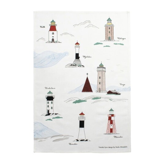 Almedahls Svenska fyrtårn kjøkkenhåndkle 47 x 70 cm Hvit-multi
