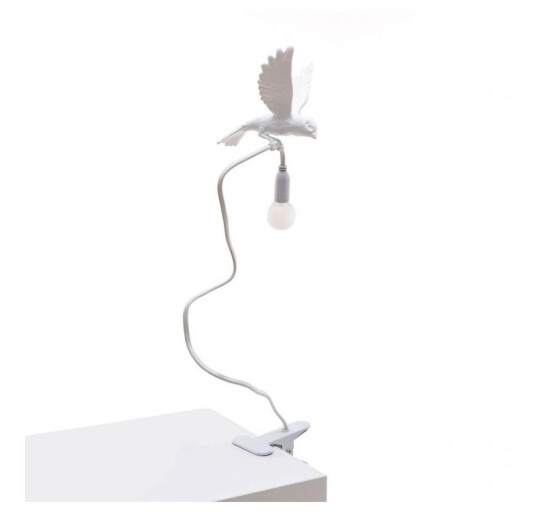 Seletti Sparrow Landing Bordlampe Med Klemme Hvit Seletti Sparrow Landing Bordlampe Med Klemme Hvit