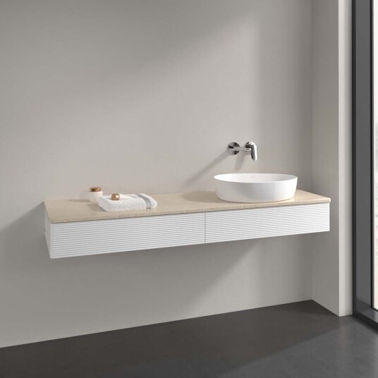 Villeroy & Boch Antao Servantskap med 2 skuffer 160x50x19 cm m/lys Hvit Matt/Crème