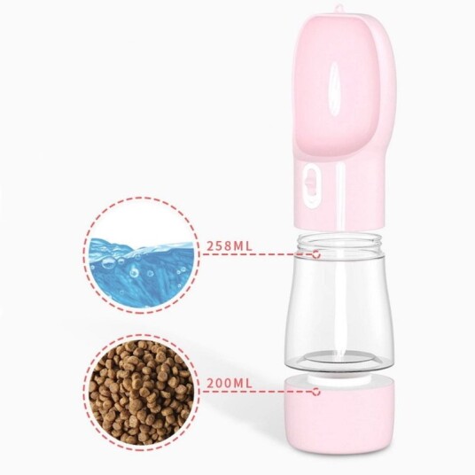 Movapet Turflaske Kombinert Vannflaske Og Fôrbeholder Rosa