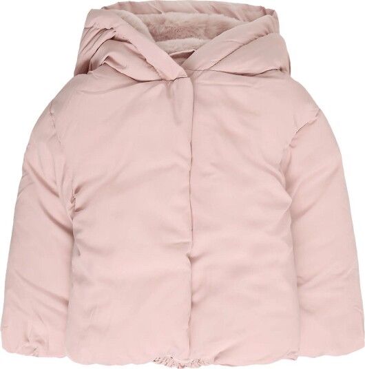 Mango Fur Effect Quilted Coat PINK 74