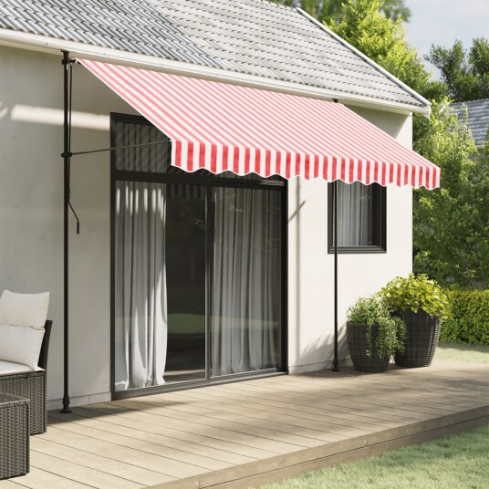 Erstatningsstoff for markisekappe rød og hvit stripe 3 m 367798