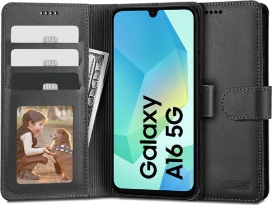 Tech-Protect Lommeboketui til Samsung Galaxy A16 med magnet, svart Tech-Protect Lommeboketui til Samsung Galaxy A16 med magnet, svart