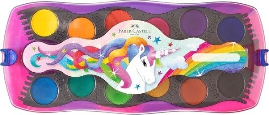Faber-Castell 12 Farger Unicorn Vannfarge Set med Kinesisk Hvit