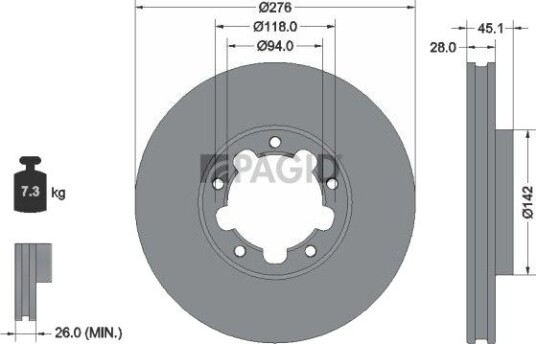 Bremseskive PAGID 56240NC