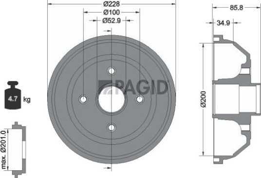 Bremsetrommel PAGID 61241N