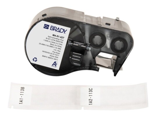 Brady B-427 - Vinyl - Matt - Permanent Akryl-Adhesiv - 101,6 Mikroner - Blank, Svart På Hvitt - 63.5 X 25.4 Mm 110 Etikett(Er) (1 Rull(Er) X 110) Selvlaminerende Etiketter - For Brady Bmp53