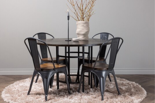 Venture Home Copenhagen Matgruppe 115 cm Rund med 4 Tempe stoler Mocca