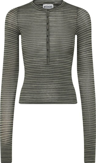 Weekday Slim Long Sleeved Henley Top Khaki green L