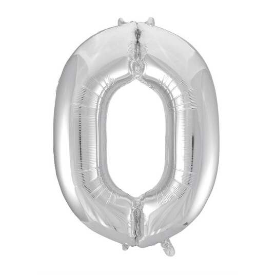 Folie Ballong Sølv 86 cm - Tallet 0 Folie Ballong Sølv 86 cm - Tallet 0