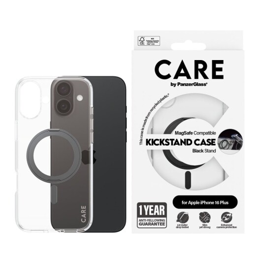 CARE by PanzerGlass Mobildeksel Kickstand MagSafe Svart iPhone 16 Plus