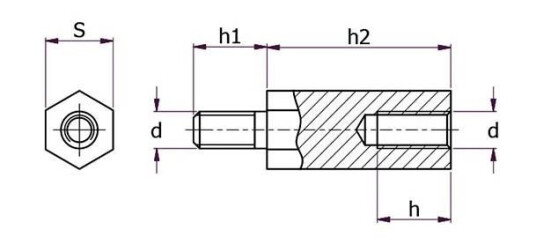 Essentra Components 1221510 Avstandsskrue M6x10x20x10 RFR 100-pakk Innfesting