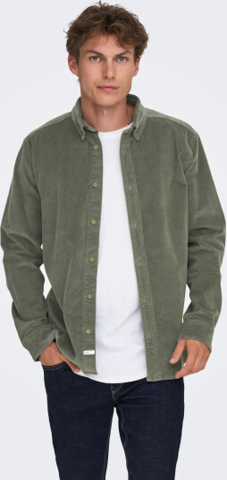 ONLY & SONS Onsmichael 18W Reg Cord Stretch Ls Noos - Green - XS