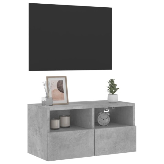 vidaXL Vegghengt TV-benk betonggrå 60x30x30 cm konstruert tre 8721012254442 vidaXL Vegghengt TV-benk betonggrå 60x30x30 cm konstruert tre 8721012254442