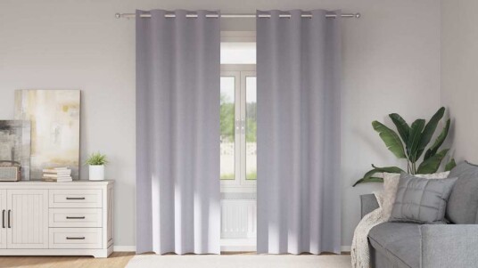  Gardiner med gardiner 2 pcs Metall grå Polyester