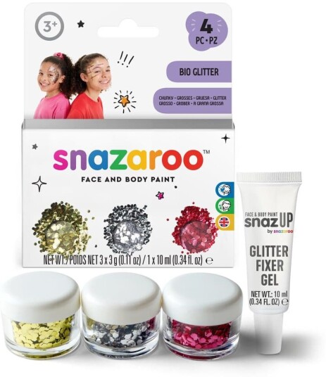 Snazaroo Chunky Glitter med Gel 3 farger