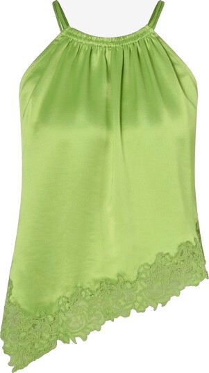By Malina   Bluse Madina Asymmetric Lace Hem   Grønn