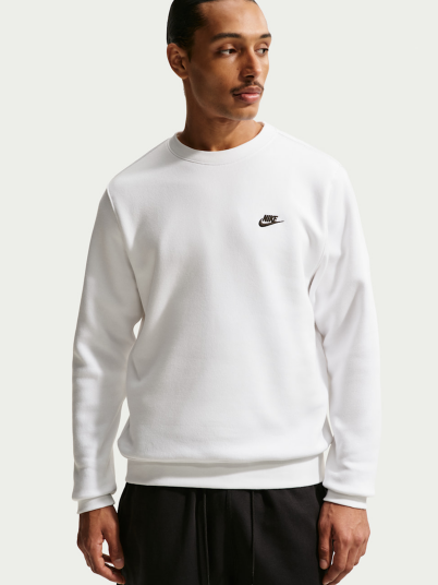 Nike Club Fleece Crew Hvit M Nike Club Fleece Crew Hvit M