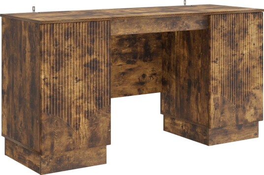vidaXL Skrivebord med hylle Røkt Eik 142,5 x 50 x 75 cm Konstruert tre