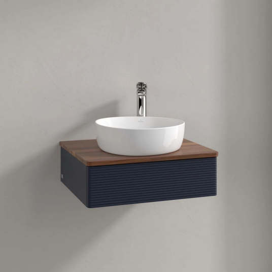 Villeroy & Boch  Antao Servantskap med 1 skuff 60x50x19 cm u/lys Blå Matt/Valnøtt