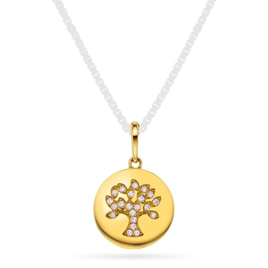 Pan Jewelry Anheng i 585 gult gull med zirkonia livets tre Pan Jewelry Anheng i 585 gult gull med zirkonia livets tre