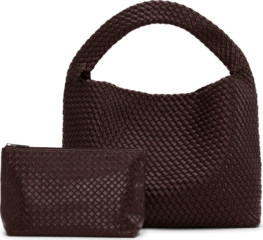 SUI AVA Woven Daily Shopper + Pouch   Brown   ONE SIZE