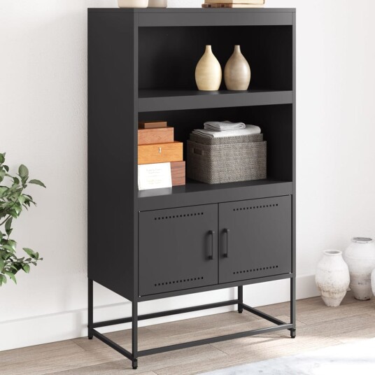 Highboard svart 68,5x38,5x123,5 cm stål