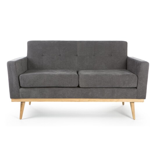 Sofa 2 seter grå m/ben i gummitre