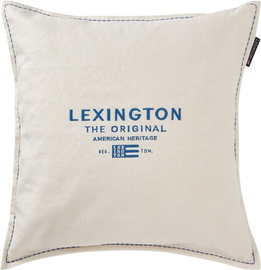 Lexington Logo Embroidered Linen/cotton putetrekk 50x50 cm White